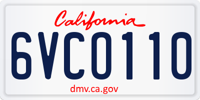 CA license plate 6VCO110