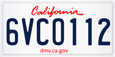 CA license plate 6VCO112