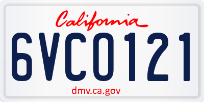 CA license plate 6VCO121