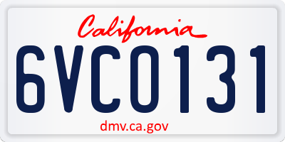 CA license plate 6VCO131