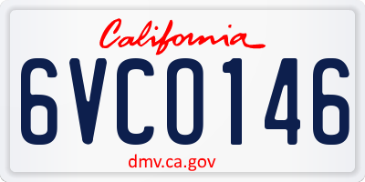 CA license plate 6VCO146