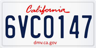 CA license plate 6VCO147