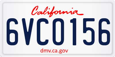 CA license plate 6VCO156