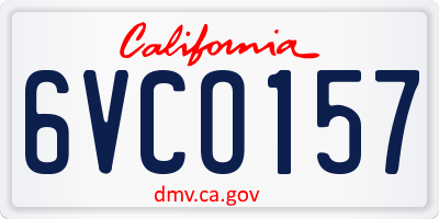 CA license plate 6VCO157