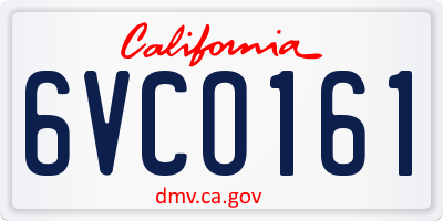 CA license plate 6VCO161
