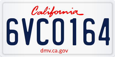 CA license plate 6VCO164