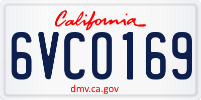 CA license plate 6VCO169