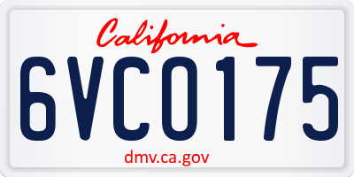 CA license plate 6VCO175