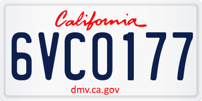CA license plate 6VCO177