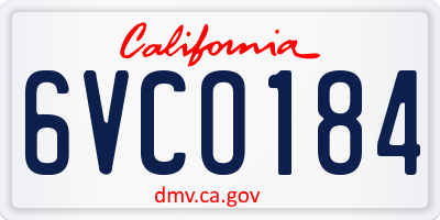 CA license plate 6VCO184