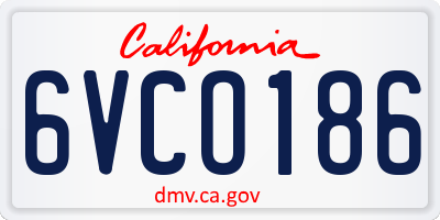 CA license plate 6VCO186