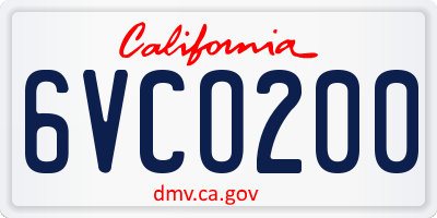 CA license plate 6VCO200