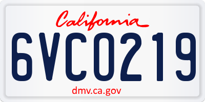 CA license plate 6VCO219