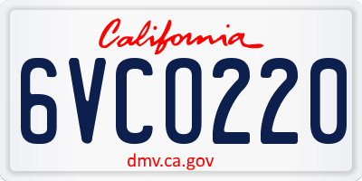 CA license plate 6VCO220