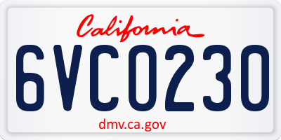 CA license plate 6VCO230
