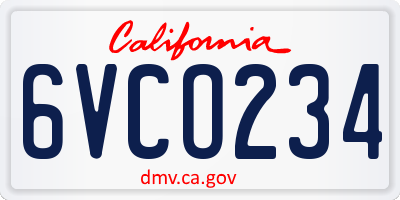 CA license plate 6VCO234