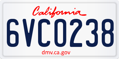 CA license plate 6VCO238