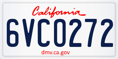 CA license plate 6VCO272
