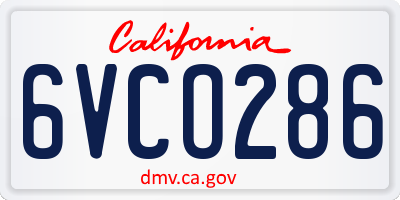 CA license plate 6VCO286