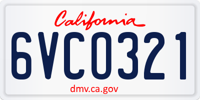 CA license plate 6VCO321