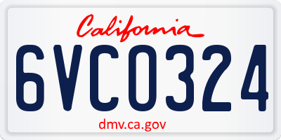CA license plate 6VCO324