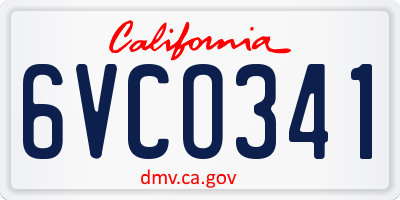 CA license plate 6VCO341
