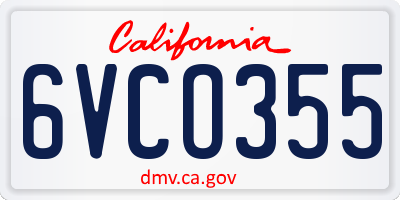 CA license plate 6VCO355