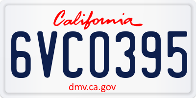 CA license plate 6VCO395