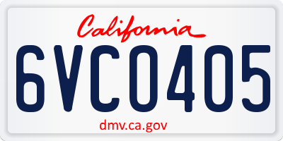 CA license plate 6VCO405