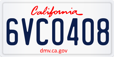 CA license plate 6VCO408
