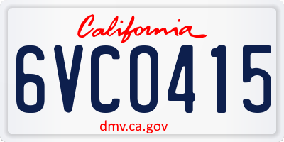 CA license plate 6VCO415