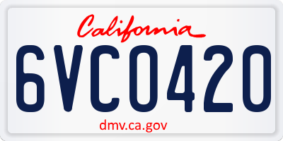 CA license plate 6VCO420