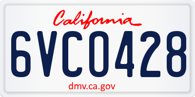 CA license plate 6VCO428