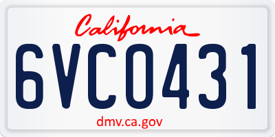 CA license plate 6VCO431