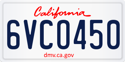 CA license plate 6VCO450