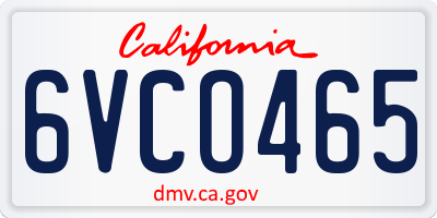CA license plate 6VCO465