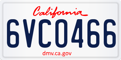 CA license plate 6VCO466