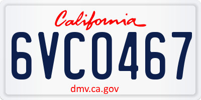 CA license plate 6VCO467