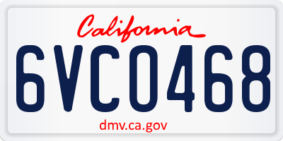 CA license plate 6VCO468