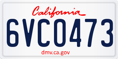 CA license plate 6VCO473