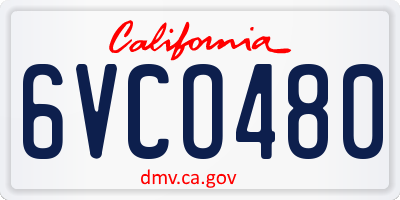 CA license plate 6VCO480