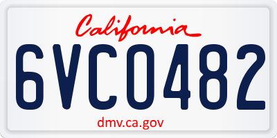 CA license plate 6VCO482