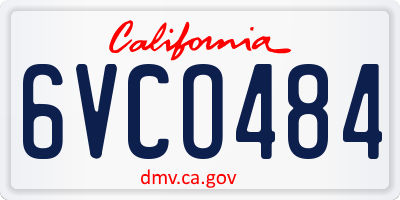 CA license plate 6VCO484