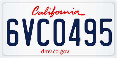 CA license plate 6VCO495