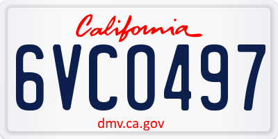 CA license plate 6VCO497