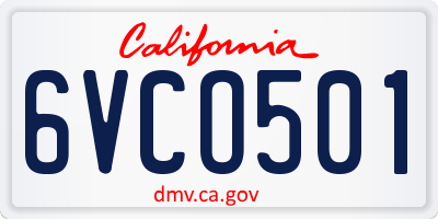 CA license plate 6VCO501