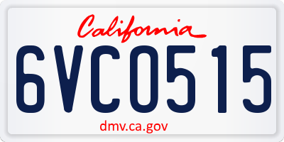 CA license plate 6VCO515