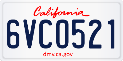 CA license plate 6VCO521