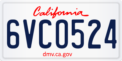 CA license plate 6VCO524