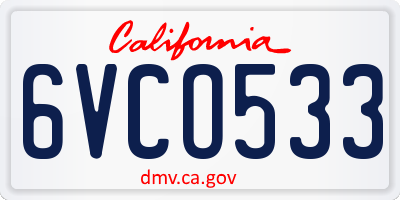 CA license plate 6VCO533